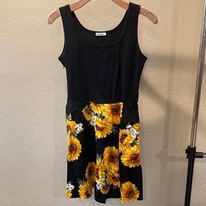 VETIOR Sunflower Dress, Women's Scoop Neck Sleeveless A-Line Midi Dress